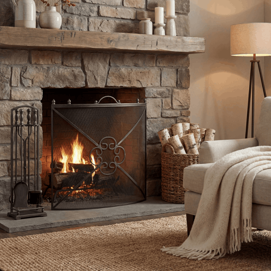 Mesh Fireguard in Antique Pewter Effect Finish