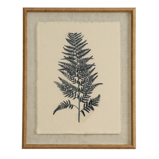Flora & Fauna Beech Fern on Linen in Beaded Frame